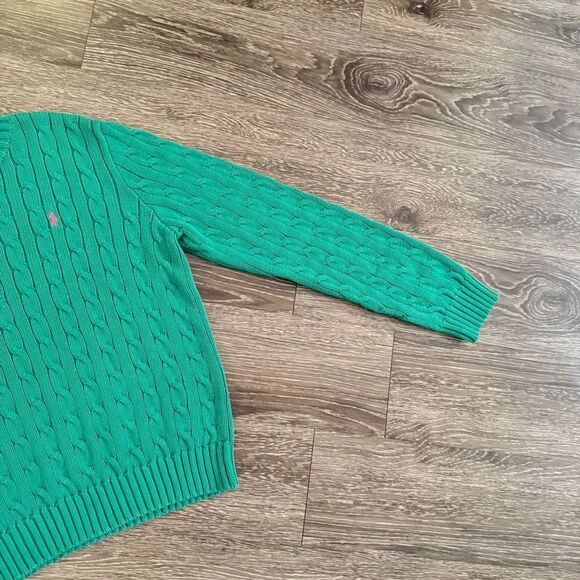 Ralph Lauren Green Cotton Cable Sweater - Picture 4 of 8